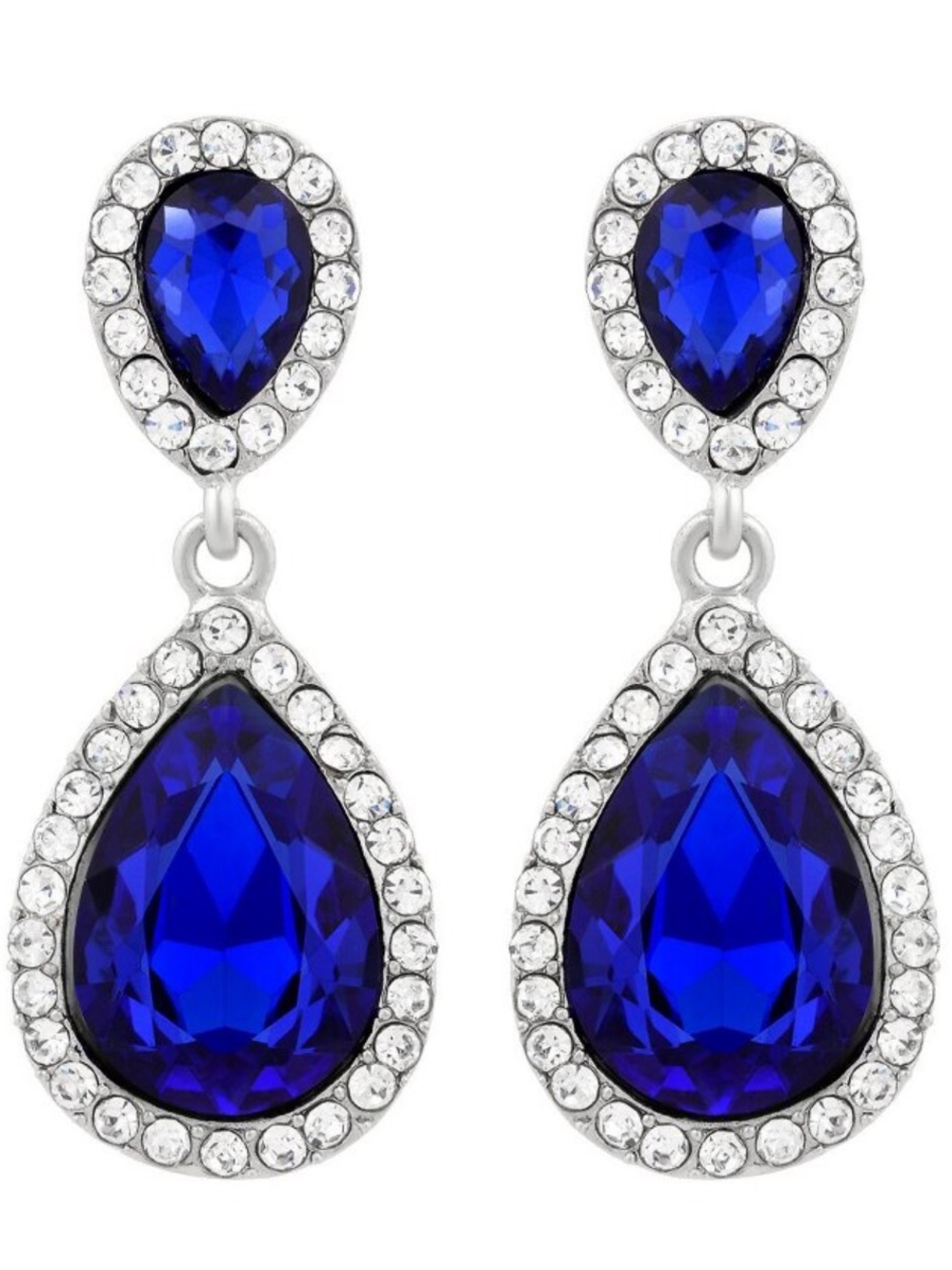 Sapphire Teardrop and Dangle Swarovski Crystal Drop Earrings
